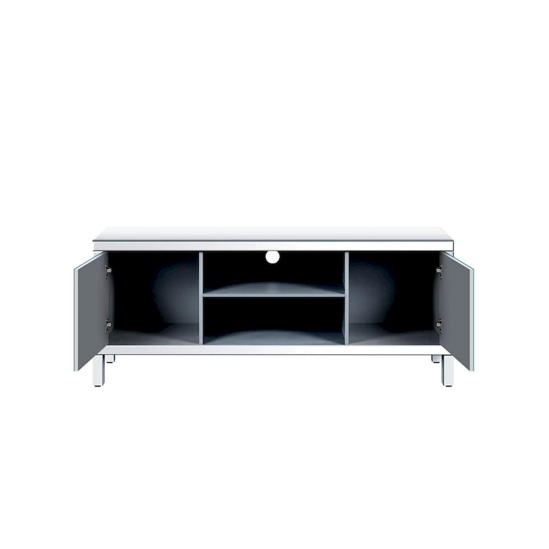 59  TV Stand with Diamond-Shaped Mirror Doors and Storage for TVs Up to 65