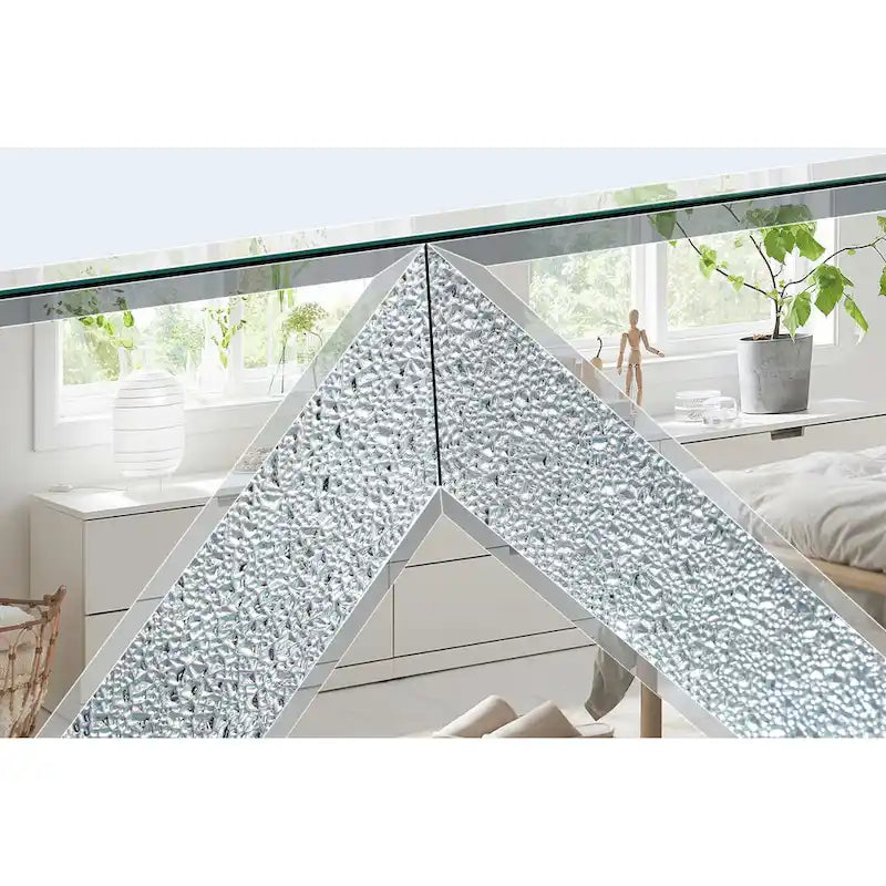 59  TV Stand with Diamond-Shaped Mirror Doors and Storage for TVs Up to 65