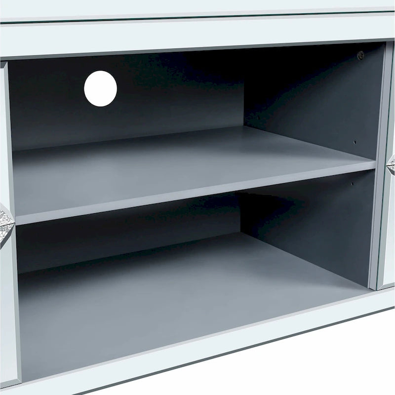 59  TV Stand with Diamond-Shaped Mirror Doors and Storage for TVs Up to 65