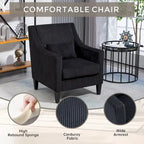 Black Modern 26.8  Arm Chair with Rubber Wood Legs