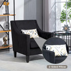 Black Modern 26.8  Arm Chair with Rubber Wood Legs