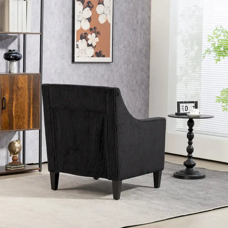 Black Modern 26.8  Arm Chair with Rubber Wood Legs