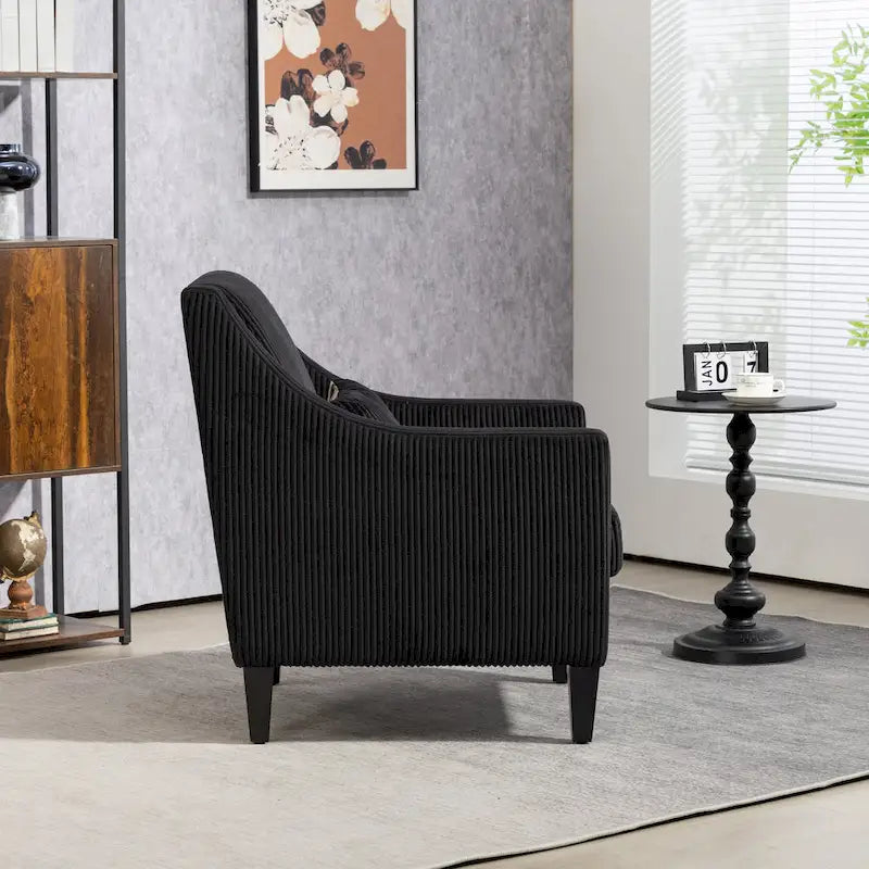 Black Modern 26.8  Arm Chair with Rubber Wood Legs