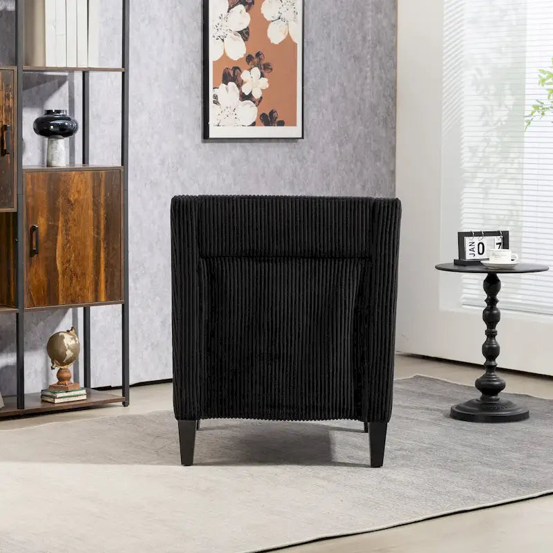 Black Modern 26.8  Arm Chair with Rubber Wood Legs