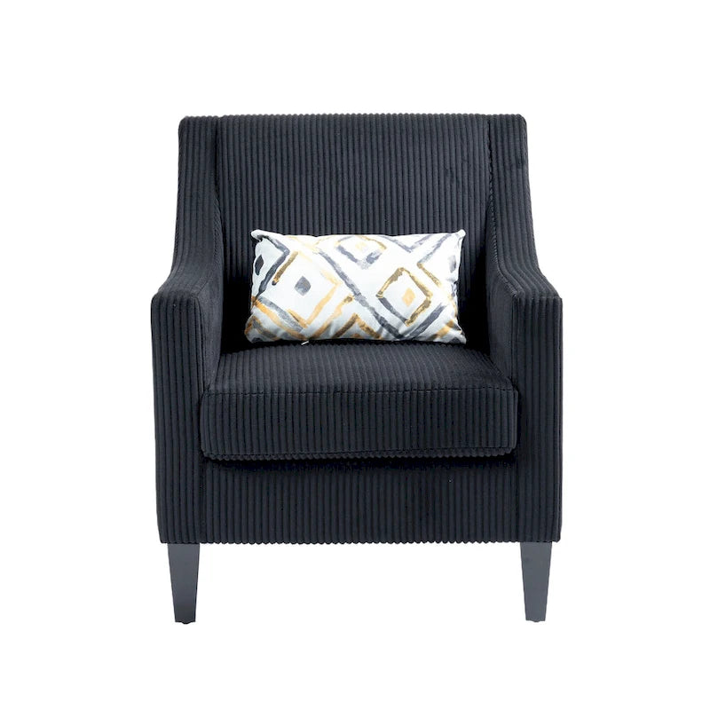 Black Modern 26.8  Arm Chair with Rubber Wood Legs