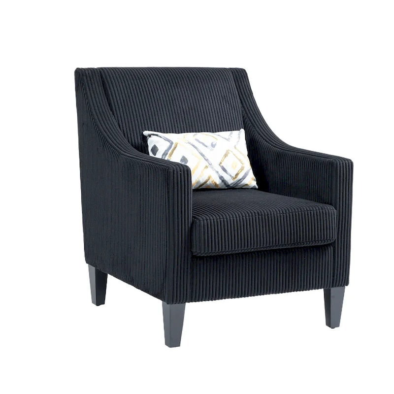 Black Modern 26.8  Arm Chair with Rubber Wood Legs