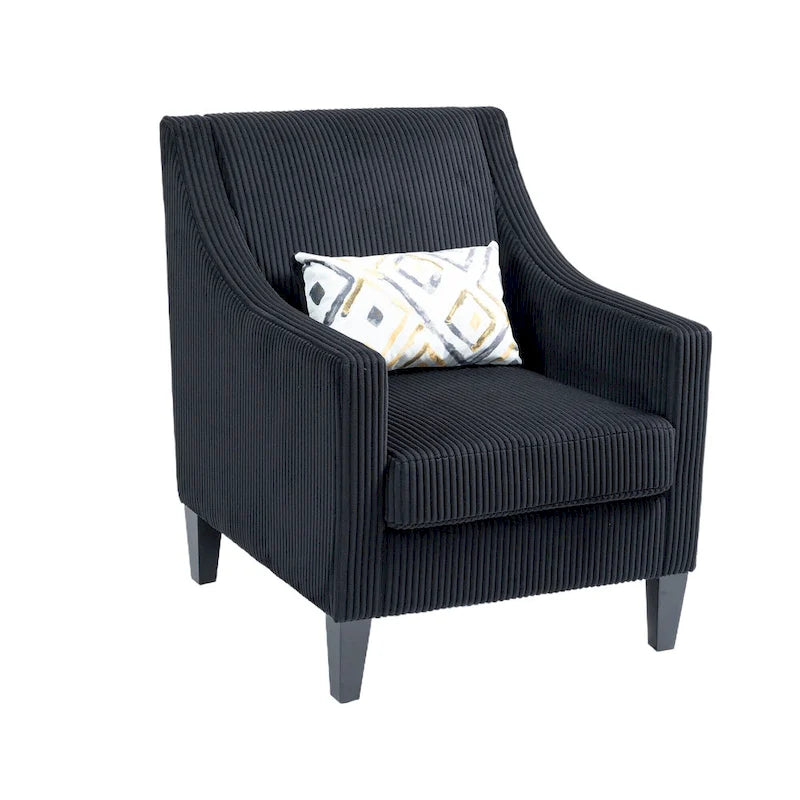 Black Modern 26.8  Arm Chair with Rubber Wood Legs