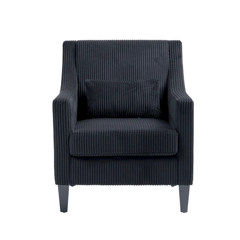 Black Modern 26.8  Arm Chair with Rubber Wood Legs