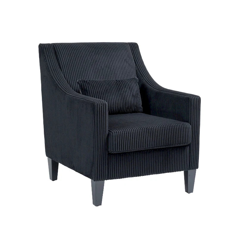 Black Modern 26.8  Arm Chair with Rubber Wood Legs