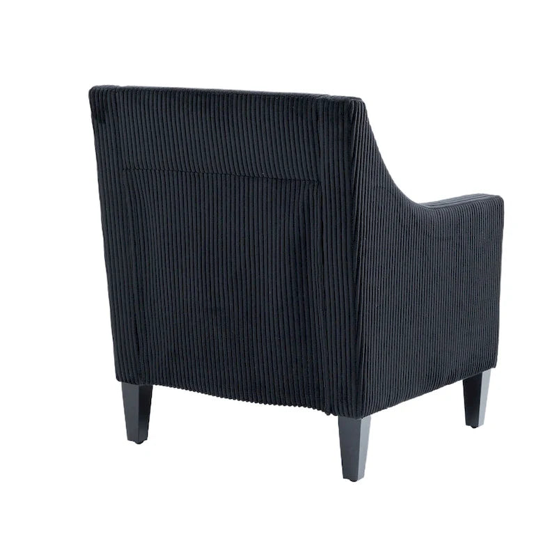 Black Modern 26.8  Arm Chair with Rubber Wood Legs