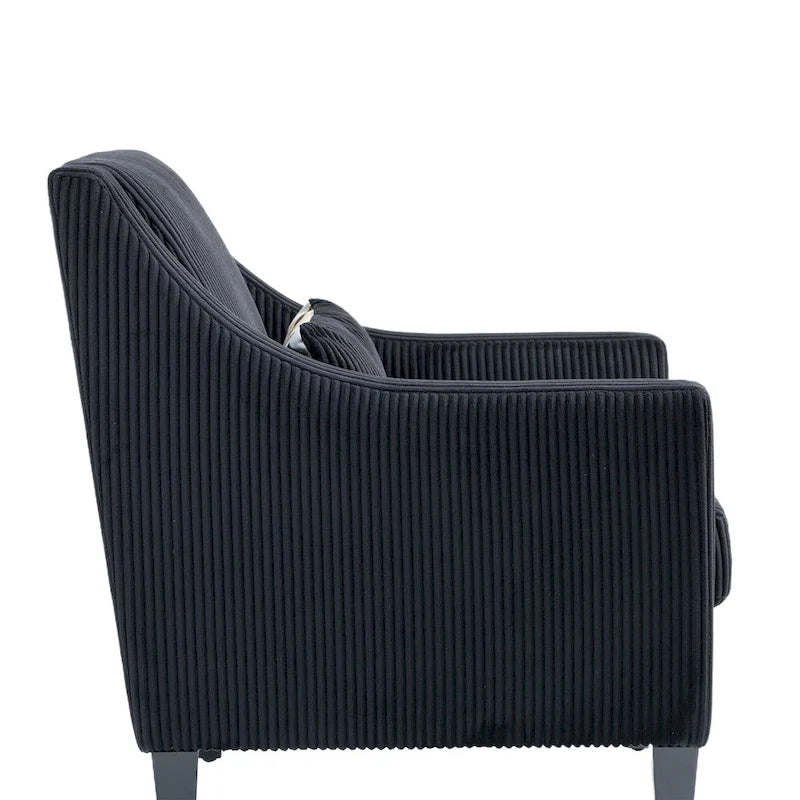 Black Modern 26.8  Arm Chair with Rubber Wood Legs