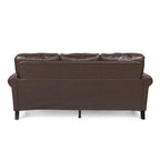 80  Modern Faux Leather 3-Seater Sofa with Birch Legs and Nailheads