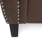 80  Modern Faux Leather 3-Seater Sofa with Birch Legs and Nailheads