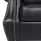 80  Modern Faux Leather 3-Seater Sofa with Birch Legs and Nailheads