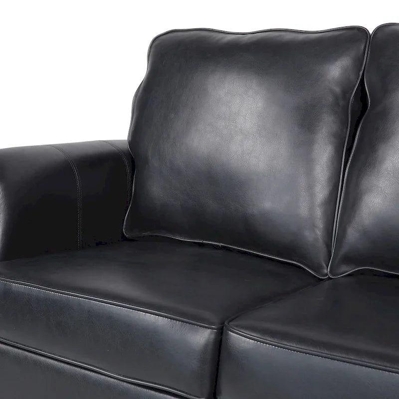 80  Modern Faux Leather 3-Seater Sofa with Birch Legs and Nailheads