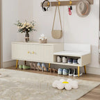 Modern Shoe Storage Bench with Hidden Storage and Upholstered Cushions for Bedside, Living Room and Entryway