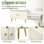 Modern Shoe Storage Bench with Hidden Storage and Upholstered Cushions for Bedside, Living Room and Entryway