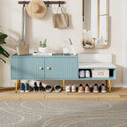 Modern Shoe Storage Bench with Hidden Storage and Upholstered Cushions for Bedside, Living Room and Entryway