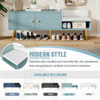 Modern Shoe Storage Bench with Hidden Storage and Upholstered Cushions for Bedside, Living Room and Entryway