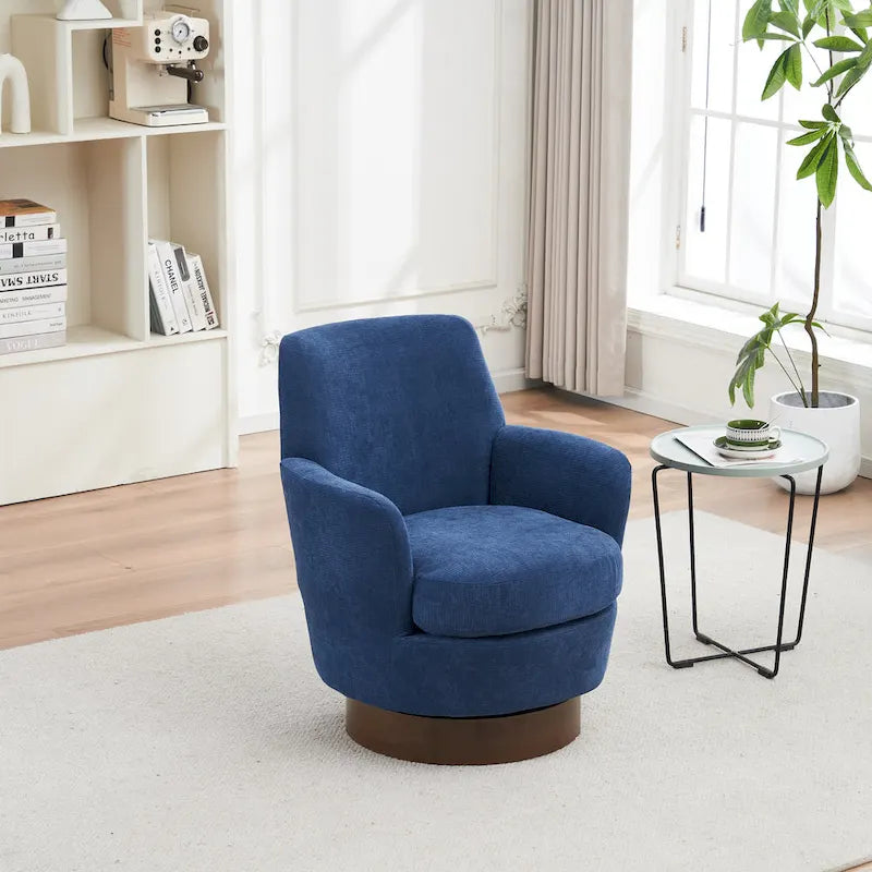 29.3  Upholstered Swivel Barrel Chair with Stainless Steel Base