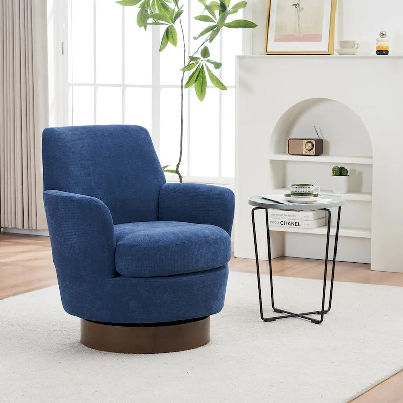 29.3  Upholstered Swivel Barrel Chair with Stainless Steel Base