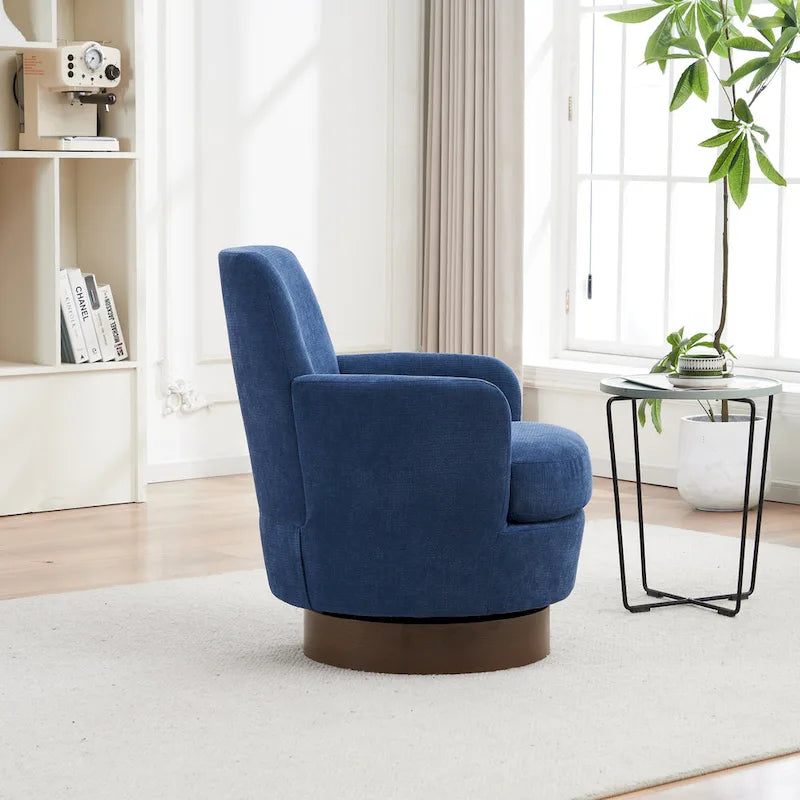 29.3  Upholstered Swivel Barrel Chair with Stainless Steel Base