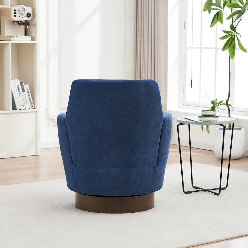 29.3  Upholstered Swivel Barrel Chair with Stainless Steel Base
