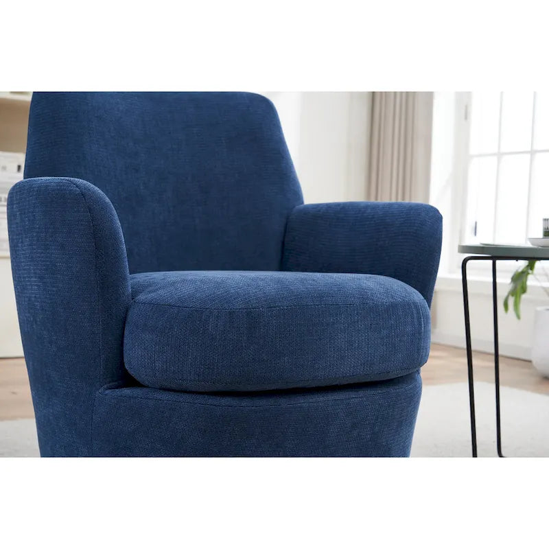 29.3  Upholstered Swivel Barrel Chair with Stainless Steel Base