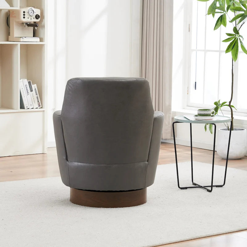 29.3  Upholstered Swivel Barrel Chair with Stainless Steel Base