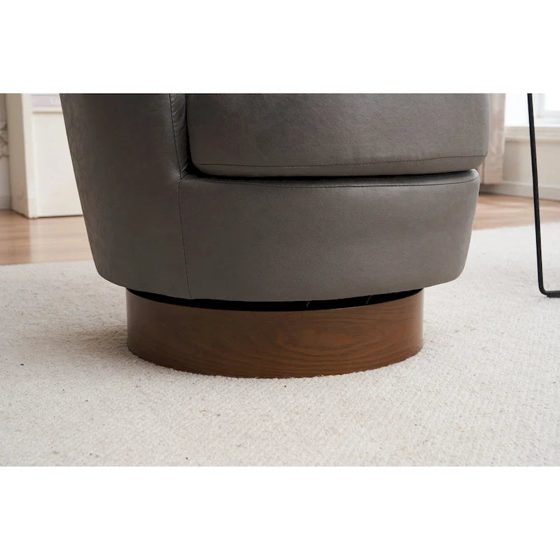 29.3  Upholstered Swivel Barrel Chair with Stainless Steel Base