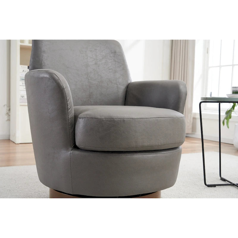 29.3  Upholstered Swivel Barrel Chair with Stainless Steel Base