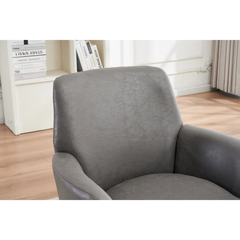 29.3  Upholstered Swivel Barrel Chair with Stainless Steel Base