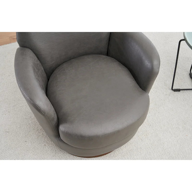 29.3  Upholstered Swivel Barrel Chair with Stainless Steel Base