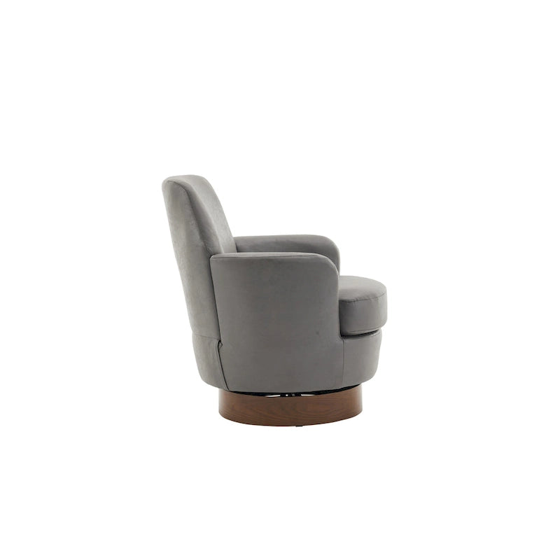29.3  Upholstered Swivel Barrel Chair with Stainless Steel Base