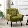 Green Velvet 29.53  Upholstered Tufted Accent Chair with Solid Black Wood Legs