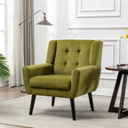 Green Velvet 29.53  Upholstered Tufted Accent Chair with Solid Black Wood Legs