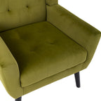 Green Velvet 29.53  Upholstered Tufted Accent Chair with Solid Black Wood Legs