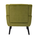 Green Velvet 29.53  Upholstered Tufted Accent Chair with Solid Black Wood Legs