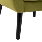 Green Velvet 29.53  Upholstered Tufted Accent Chair with Solid Black Wood Legs