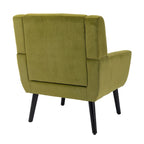 Green Velvet 29.53  Upholstered Tufted Accent Chair with Solid Black Wood Legs