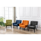 Green Velvet 29.53  Upholstered Tufted Accent Chair with Solid Black Wood Legs