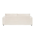 White 79.3  Corduroy 3-Seater Sofa with 4 Toss Pillows, Spring Cushion