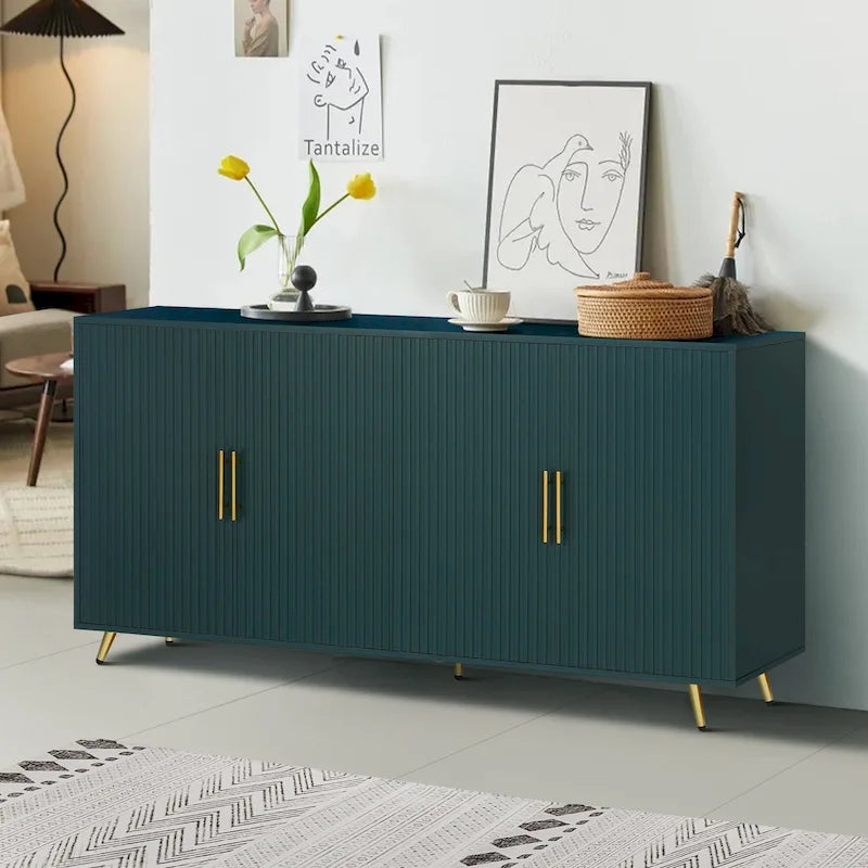 60  TV Stand with Antique Handles, Storage & Adjustable Shelves