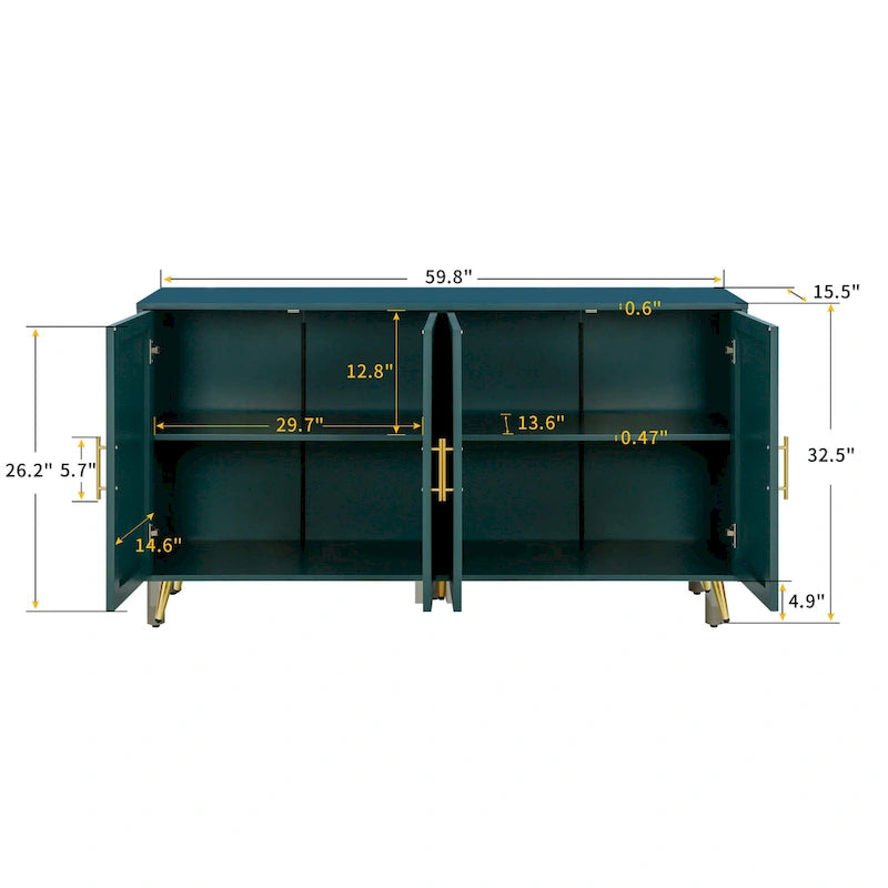 60  TV Stand with Antique Handles, Storage & Adjustable Shelves