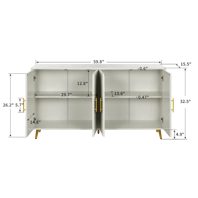 60  TV Stand with Antique Handles, Storage & Adjustable Shelves