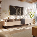 Natural+Black 70.9  TV Stand with Double Storage for 80  TVs