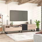 Natural+Black 70.9  TV Stand with Double Storage for 80  TVs