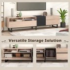 Natural+Black 70.9  TV Stand with Double Storage for 80  TVs