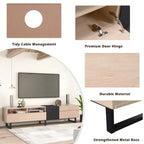 Natural+Black 70.9  TV Stand with Double Storage for 80  TVs