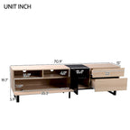 Natural+Black 70.9  TV Stand with Double Storage for 80  TVs